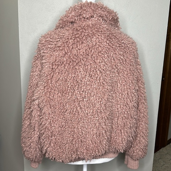 ZARA Pink Fuzzy Bomber Teddy Jacket. Size S - Picture 4 of 6